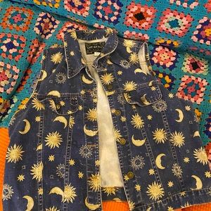 Vintage sun and moon denim vest